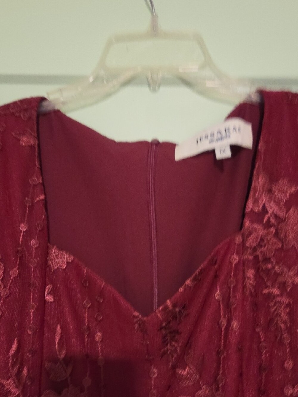 JessaKae Burgundy Lace Midi Dress with Flutter Sleeves - Picture 7 of 9